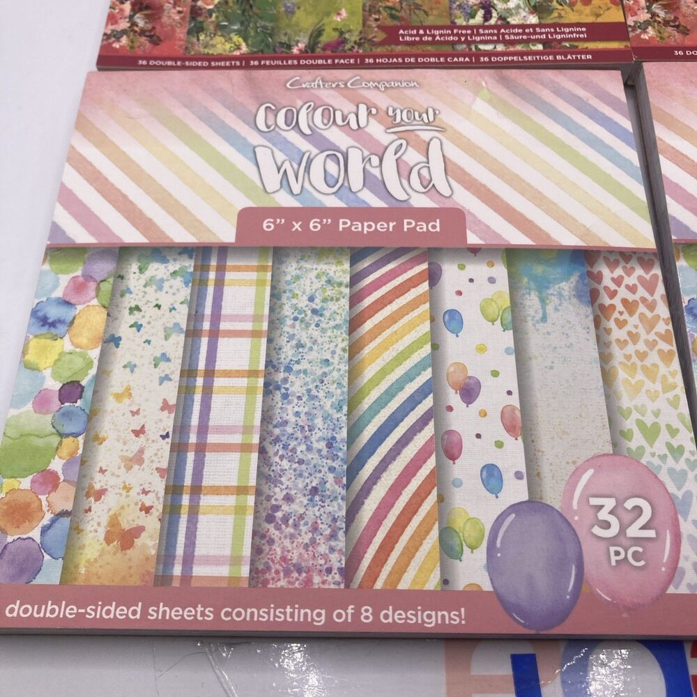 Crafters Companion Paper Pad Cardstock Flowers Party 6”x6” - Picture 3 of 6